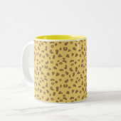 Leopard Skin Pattern on Brown and Golden Beige Tweekleurige Koffiemok (Voorkant links)