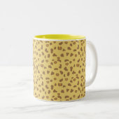 Leopard Skin Pattern on Brown and Golden Beige Tweekleurige Koffiemok (Voorkant rechts)