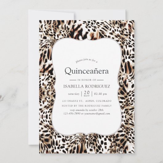 Leopard Skin Pattern Quinceanera Kaart (Voorkant)