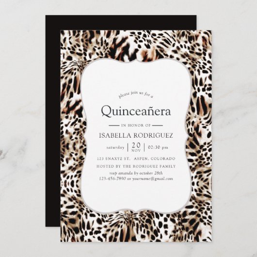Leopard Skin Pattern Quinceanera Kaart (Voorkant / Achterkant)