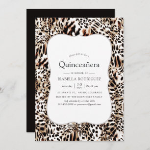 Leopard Skin Pattern Quinceanera Kaart