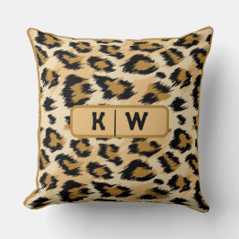 Leopard Skin Print Monogram Initiaal | Kussen