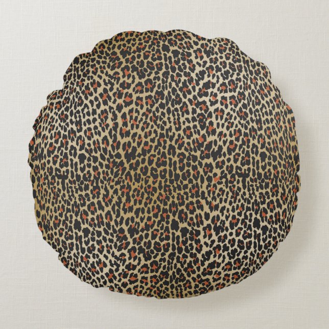 Leopard Skin Print Rond Kussen (Voorkant)