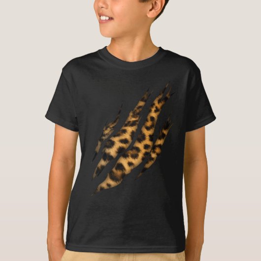 Leopard Skin Print Torn Claw T-shirt (Voorkant)