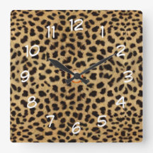 leopard skin print wild cat clock