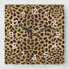 leopard skin print wild cat clock vierkante klok