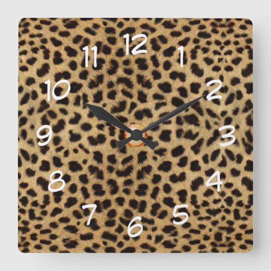 leopard skin print wild cat clock vierkante klok (Voorkant)