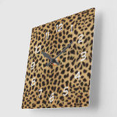 leopard skin print wild cat clock vierkante klok (Hoek)