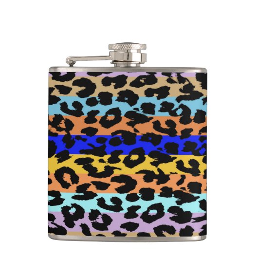 Leopard Skin Retro Patroon 7 Heupfles (Voorkant)