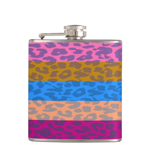 Leopard Skin Retro Patroon 8 Heupfles (Voorkant)