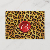 LEOPARD SKIN, RODE WAX SEAL MONOGRAM, zwart Visitekaartje (Achterkant)