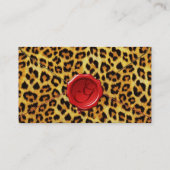 LEOPARD SKIN, RODE WAX SEAL MONOGRAM, zwart Visitekaartje (Achterkant)