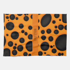 Leopard skin Sinaasappel Zwart Abstract Safari Pat Theedoek