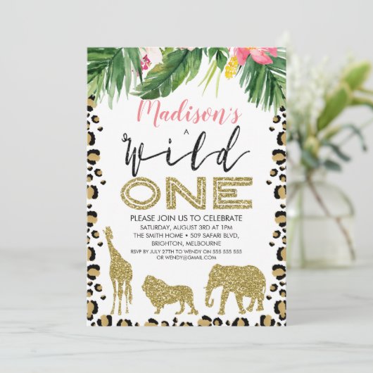 Leopard Skin Wild Uitnodiging één dag (Staand voorkant)