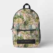 Leopard Sloth Tropical Birds Oerwoud Bedrukte Rugzak (Voorkant)