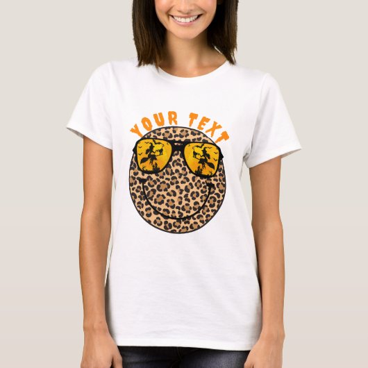 Leopard Smile Face Halloween Aangepaste tekst T-shirt (Voorkant)