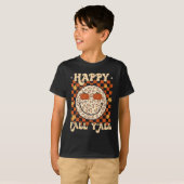 Leopard Smile Face Happy Herfst Y'all Retro Groovy T-shirt (Voorkant volledig)