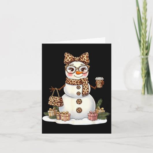 Leopard Snowman With Sungles Funny Christmas Women Kaart (Voorkant)