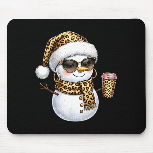 Leopard Snowman With Sungles Funny Christmas Women Muismat (Voorkant)