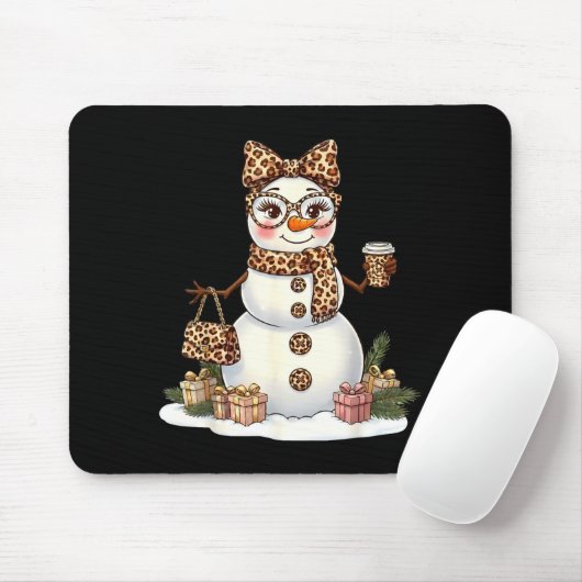 Leopard Snowman With Sungles Funny Christmas Women Muismat (Met muis)