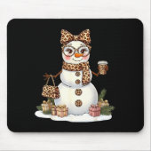 Leopard Snowman With Sungles Funny Christmas Women Muismat (Voorkant)
