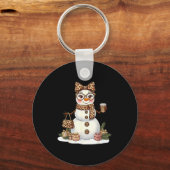 Leopard Snowman With Sungles Funny Christmas Women Sleutelhanger (Voorkant)