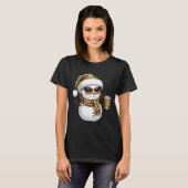 Leopard Snowman With Sungles Funny Christmas Women T-shirt (Voorkant volledig)