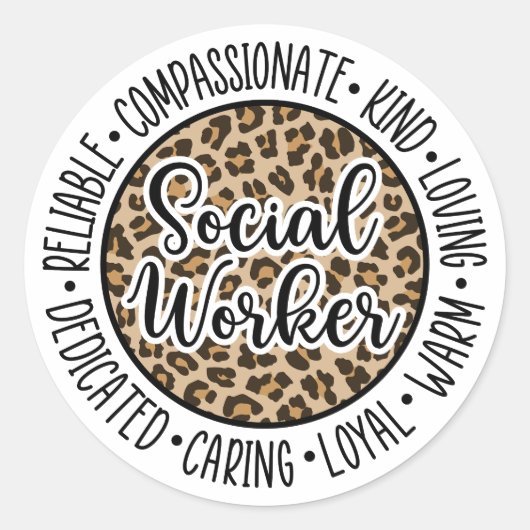 Leopard Social Worker, Social Work Gift Ronde Sticker (Voorkant)