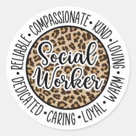 Leopard Social Worker, Social Work Gift Ronde Sticker