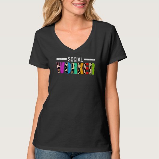 Leopard Social Worker Social Work T-shirt (Voorkant)