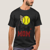 Leopard Softball Ma Ball Ma Heart Moederdag M T-shirt (Voorkant)