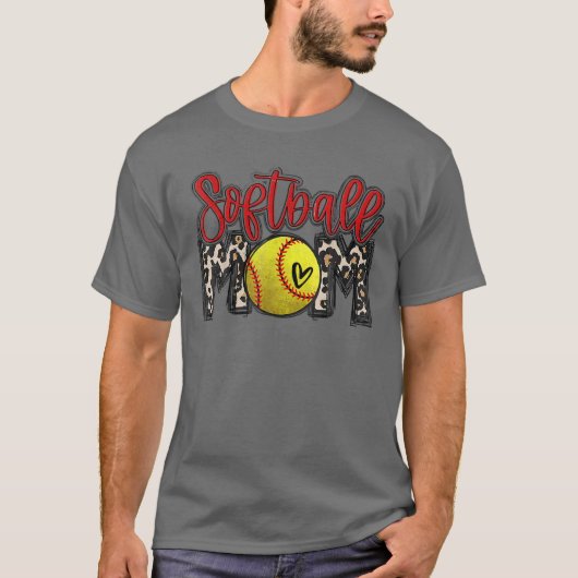 Leopard Softball Mom Softball Game Day Vibes Mothe T-shirt (Voorkant)