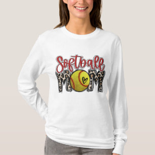 Leopard Softball Mom Softball Game Day Vibes Mothe T-shirt