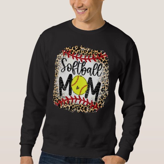 Leopard Softball Mom Softball Game Day Vibes Mothe Trui (Voorkant)
