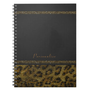 Leopard Sparkle Sequins Glam Chic Modern Cheetah Notitieboek