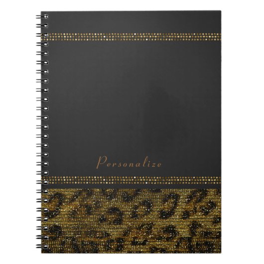 Leopard Sparkle Sequins Glam Chic Modern Cheetah Notitieboek (Voorkant)