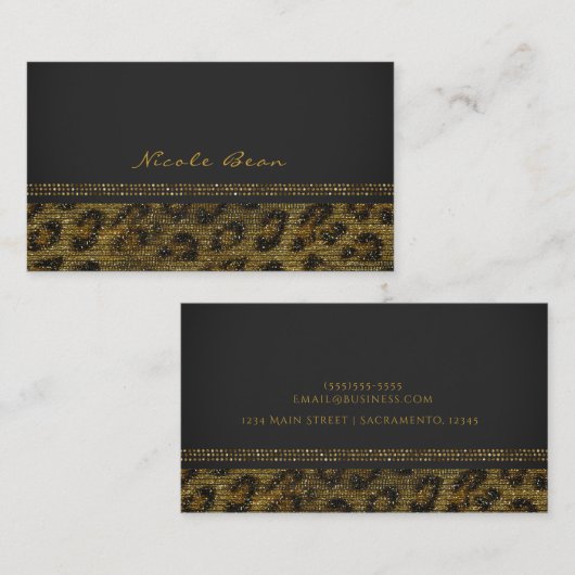 Leopard Sparkle Sequins Glam Chic Modern Elegant Visitekaartje (Voorkant / Achterkant)