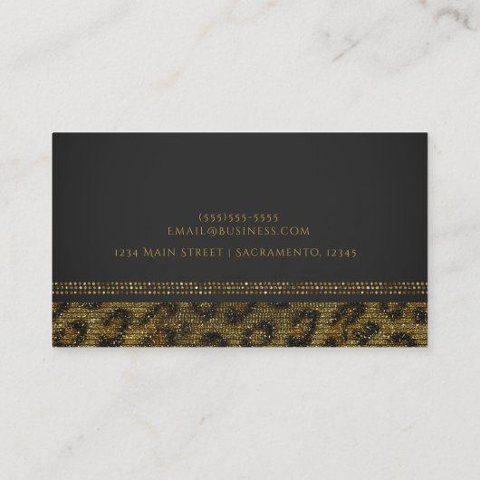 Leopard Sparkle Sequins Glam Chic Modern Elegant Visitekaartje (Achterkant)