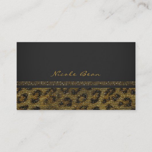 Leopard Sparkle Sequins Glam Chic Modern Elegant Visitekaartje (Voorkant)