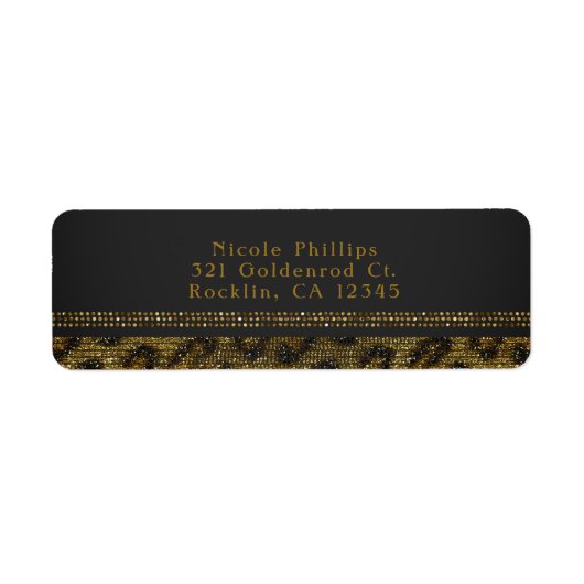Leopard Sparkle Sequins Glam Chic Modern Party Etiket (Voorkant)