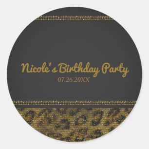 Leopard Sparkle Sequins Glam Chic Modern Party Ronde Sticker