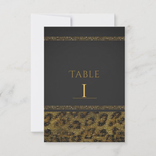 Leopard Sparkle Sequins Glam Chic Table Numbers Kaart (Voorkant)