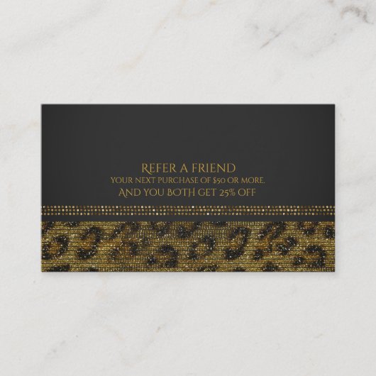 Leopard Sparkle Sequins Glam Chic Verwijs een vrie Aanbevelingskaartje (Voorkant)