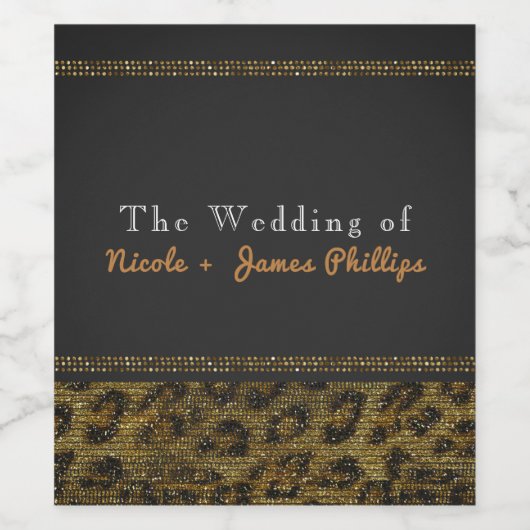 Leopard Sparkle Sequins Glam Chique wijnlabels Wijn Etiket (Enkel label)