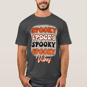 Leopard Spooky Vibes Funny Halloween Mannen W T-shirt
