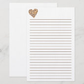 Leopard Sports Heart Lined Stationery Briefpapier (Voorkant / Achterkant)