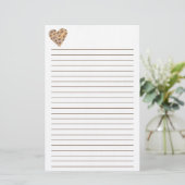 Leopard Sports Heart Lined Stationery Briefpapier (Staand voorkant)
