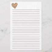 Leopard Sports Heart Lined Stationery Briefpapier (Voorkant)