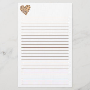 Leopard Sports Heart Lined Stationery Briefpapier
