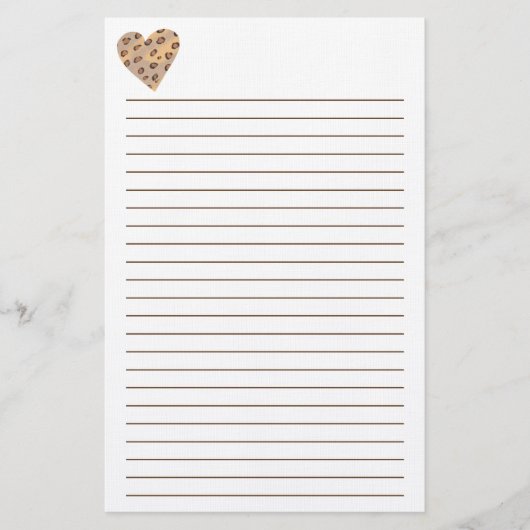 Leopard Sports Heart Lined Stationery Briefpapier (Voorkant)